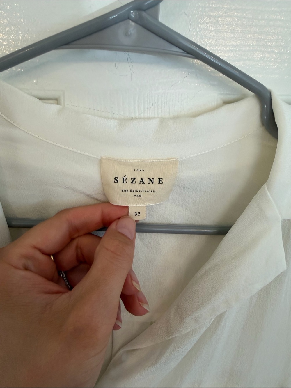 Sezane Florence Shirt 100% Silk Button-Front Blouse White Size S (EUR 32) - Picture 5 of 10